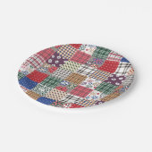 パッチワーク数々のキルト色のギンガム ペーパープレート (アングル)