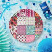 パッチワーク数々のキルト色のギンガム ペーパープレート (パーティー)