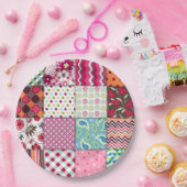 パッチワーク数々のキルト色のギンガム ペーパープレート (パーティー)