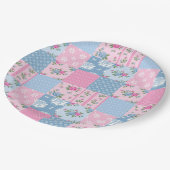 パッチワーク数々のキルト色のギンガム ペーパープレート (アングル)