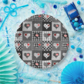 パッチワーク数々のキルト色のギンガム ペーパープレート (パーティー)