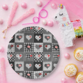 パッチワーク数々のキルト色のギンガム ペーパープレート (パーティー)