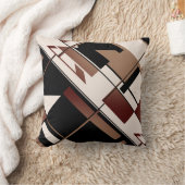 パッチワーク斜めタンブラウンブラックベージュデザイン クッション (ブランケット)