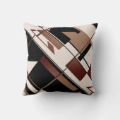 パッチワーク斜めタンブラウンブラックベージュデザイン クッション (裏面)