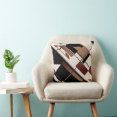 パッチワーク斜めタンブラウンブラックベージュデザイン クッション (椅子)