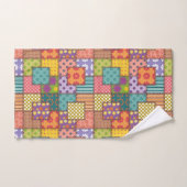 パッチワーク模様フラワーズ水玉模様ストライプ バスタオルセット (ハンドタオル)