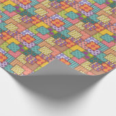 パッチワーク模様フラワーズ水玉模様ストライプ ラッピングペーパー (角)