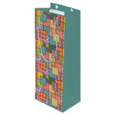 パッチワーク模様フラワーズ水玉模様ストライプ ワインギフトバッグ (裏面アングル)