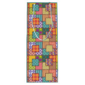 パッチワーク模様フラワーズ水玉模様ストライプ ワインギフトバッグ (裏面)