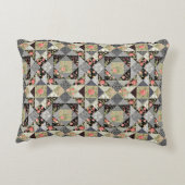 パッチワーク模様蝶の花の葉バラ アクセントクッション (裏面)