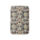 パッチワーク模様蝶の花の葉バラ バスマット (正面縦)
