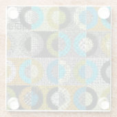 パッチワーク模様、粗いキャンバス模倣。 ガラスコースター (裏面)