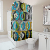 パッチワーク模様、粗いキャンバス模倣。 シャワーカーテン (インサイチュ)