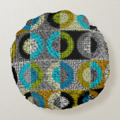 パッチワーク模様、粗いキャンバス模倣。 ラウンドクッション (裏面)