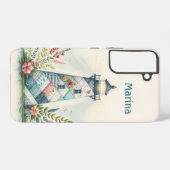 パッチワーク灯台海岸の花の情景 SAMSUNG GALAXYケース (裏面横)