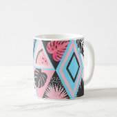 パッチワーク熱帯フラミンゴ、パーム模様。 コーヒーマグカップ (正面右)
