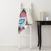 パッチワーク熱帯フラミンゴ、パーム模様。 シェルパブランケット (インサイチュ)