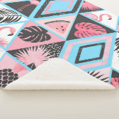 パッチワーク熱帯フラミンゴ、パーム模様。 シェルパブランケット (3/4)