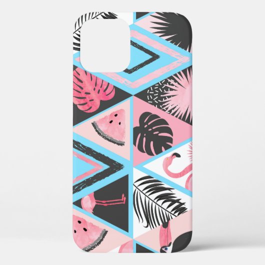 パッチワーク熱帯フラミンゴ、パーム模様。 Case-Mate iPhoneケース (裏面)