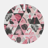 パッチワーク熱帯:フラミンゴスイカシームレス。 ガラスオーナメント (裏面)