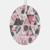 パッチワーク熱帯:フラミンゴスイカシームレス。 ガラスオーナメント (正面右)