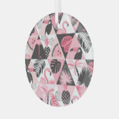 パッチワーク熱帯:フラミンゴスイカシームレス。 ガラスオーナメント (正面左)