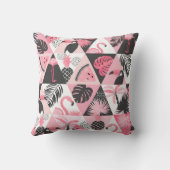 パッチワーク熱帯：フラミンゴスイカシームレス。 クッション (裏面)