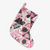 パッチワーク熱帯：フラミンゴスイカシームレス。 スモールクリスマスストッキング (正面 (吊り時))