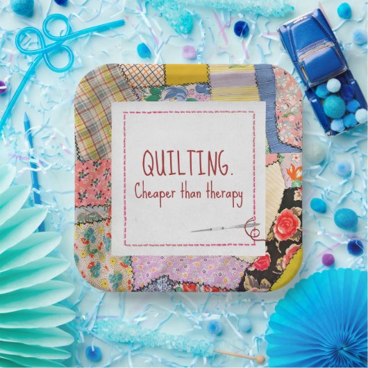 パッチワーク熱狂するキルトとおもしろい引用文 ペーパープレート (パーティー)