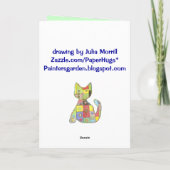 パッチワーク猫が付いている最初バースデー・カード カード (裏面)