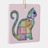 パッチワーク猫オーナメント セラミックオーナメント (右)