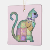 パッチワーク猫オーナメント セラミックオーナメント (左)