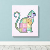 パッチワーク猫キャンバス キャンバスプリント (インサイチュ (ウッドフロア))