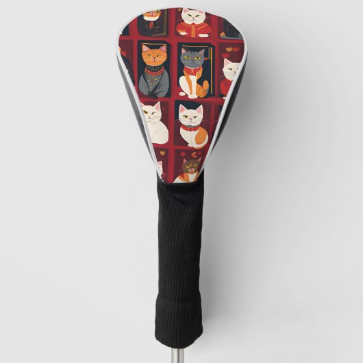 パッチワーク猫ゴルフヘッドカバー ゴルフヘッドカバー (正面)