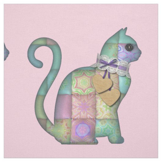 パッチワーク猫プリント布 ファブリック (見本)