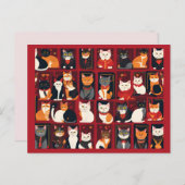 パッチワーク猫AIアートのはがき ポストカード (正面/裏面)