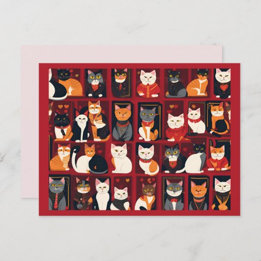 パッチワーク猫AIアートのはがき ポストカード (正面/裏面)