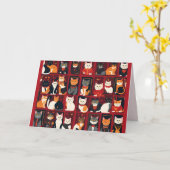 パッチワーク猫AIアートグリーティングカード カード (黄色い花)