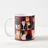 パッチワーク猫AIアートコーヒーマグ コーヒーマグカップ (左)