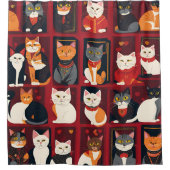 パッチワーク猫AIアートシャワーカーテン シャワーカーテン (正面)