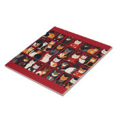 パッチワーク猫AIアートセラミックタイル タイル (側面)