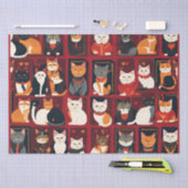 パッチワーク猫AIアートティッシュペーパー 薄葉紙 (クラフト)