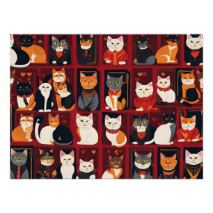 パッチワーク猫AIアートポスター ポスター