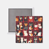 パッチワーク猫AIアートマグネット マグネット (正面/裏面)