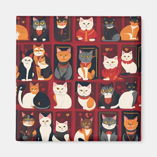 パッチワーク猫AIアートマグネット マグネット (正面)