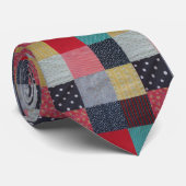 パッチワーク生地ヴィンテージの正方形カラフル ネクタイ (ロール)