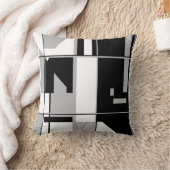 パッチワーク白黒グレー幾何学抽象芸術 クッション (ブランケット)