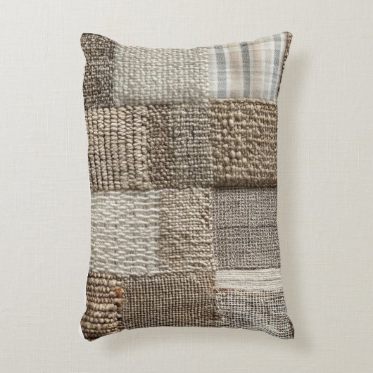 パッチワーク素朴テクスチャー枕 アクセントクッション (正面(垂直))