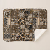 パッチワーク素朴パターン シェルパブランケット (正面(横))