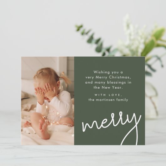 パッチワーク素朴プレイドメリークリスマスフォト シーズンカード (スタンド正面)